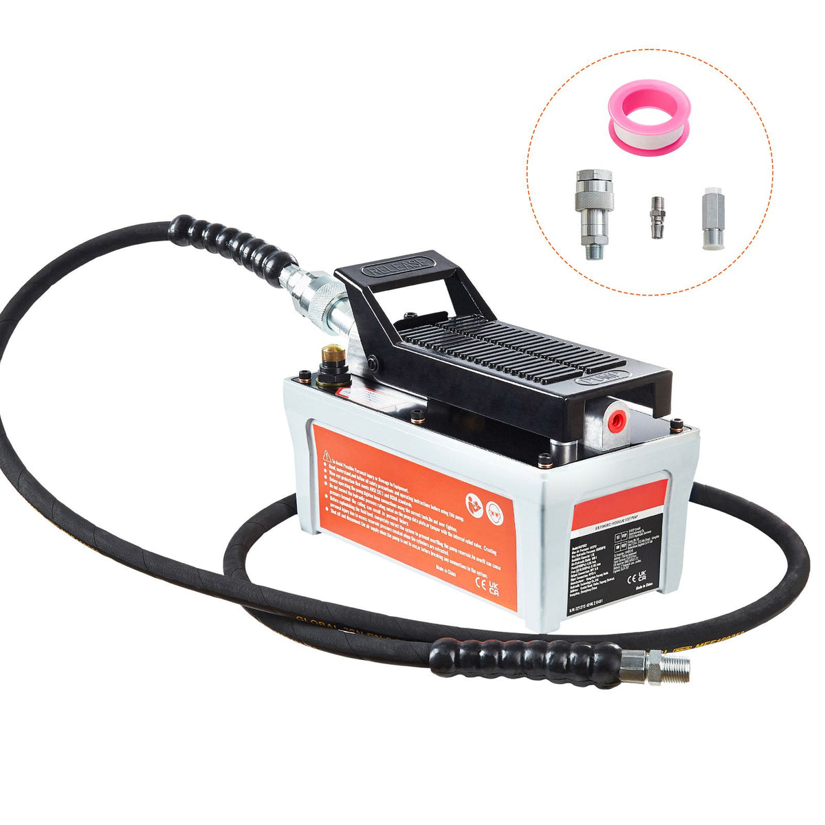 10000 PSI Air Hydraulic Pump Foot Operated 1/2 Gal Reservoir Gray