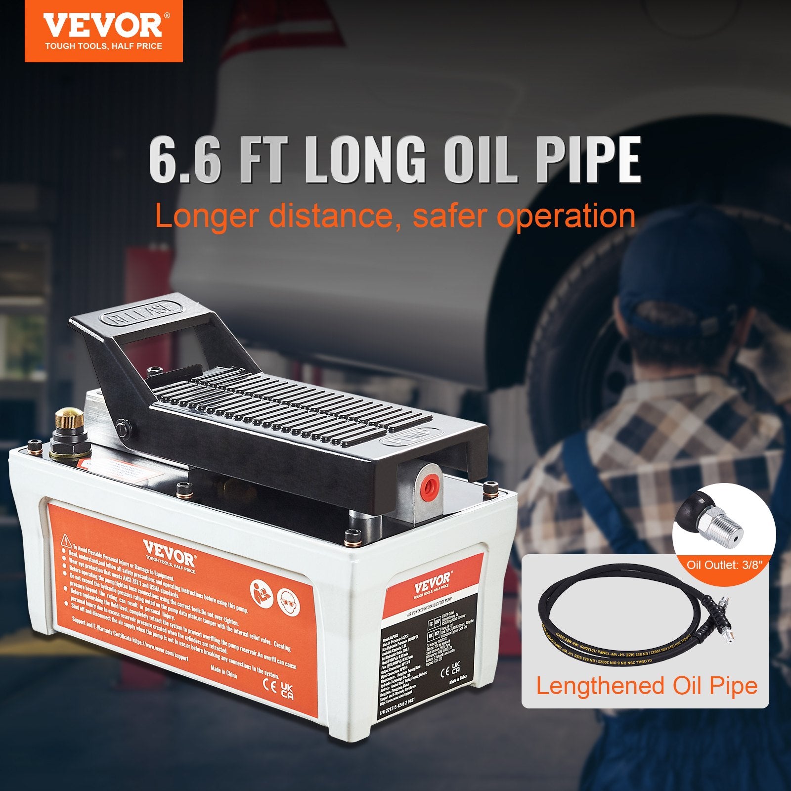 Air Hydraulic Pump, 10,000 PSI 1/2 Gal Reservoir, NPT 3/8