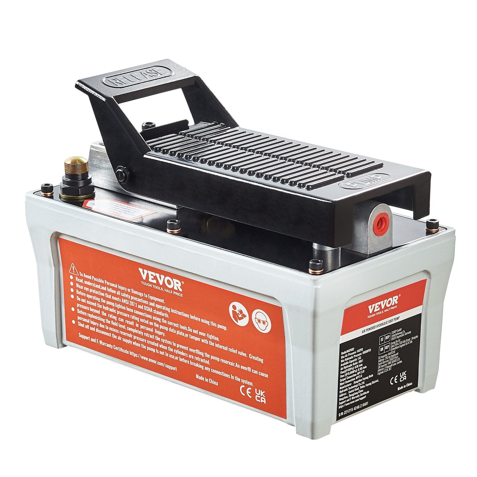 Air Hydraulic Pump, 10,000 PSI 1/2 Gal Reservoir, NPT 3/8