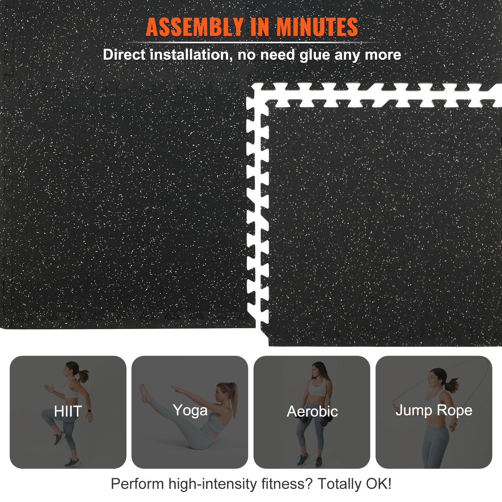 12 PCS 14 mm Thick Gym Floor Mats, 24