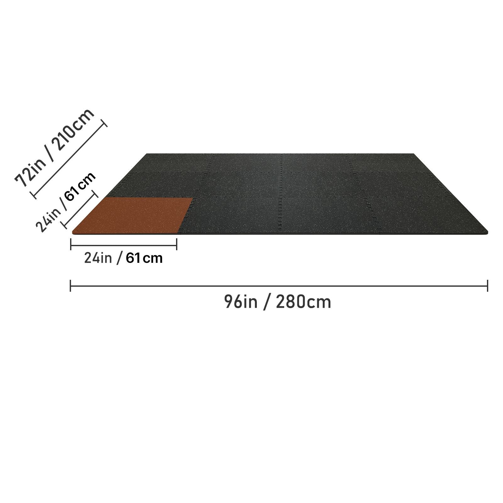 12 PCS 14 mm Thick Gym Floor Mats, 24