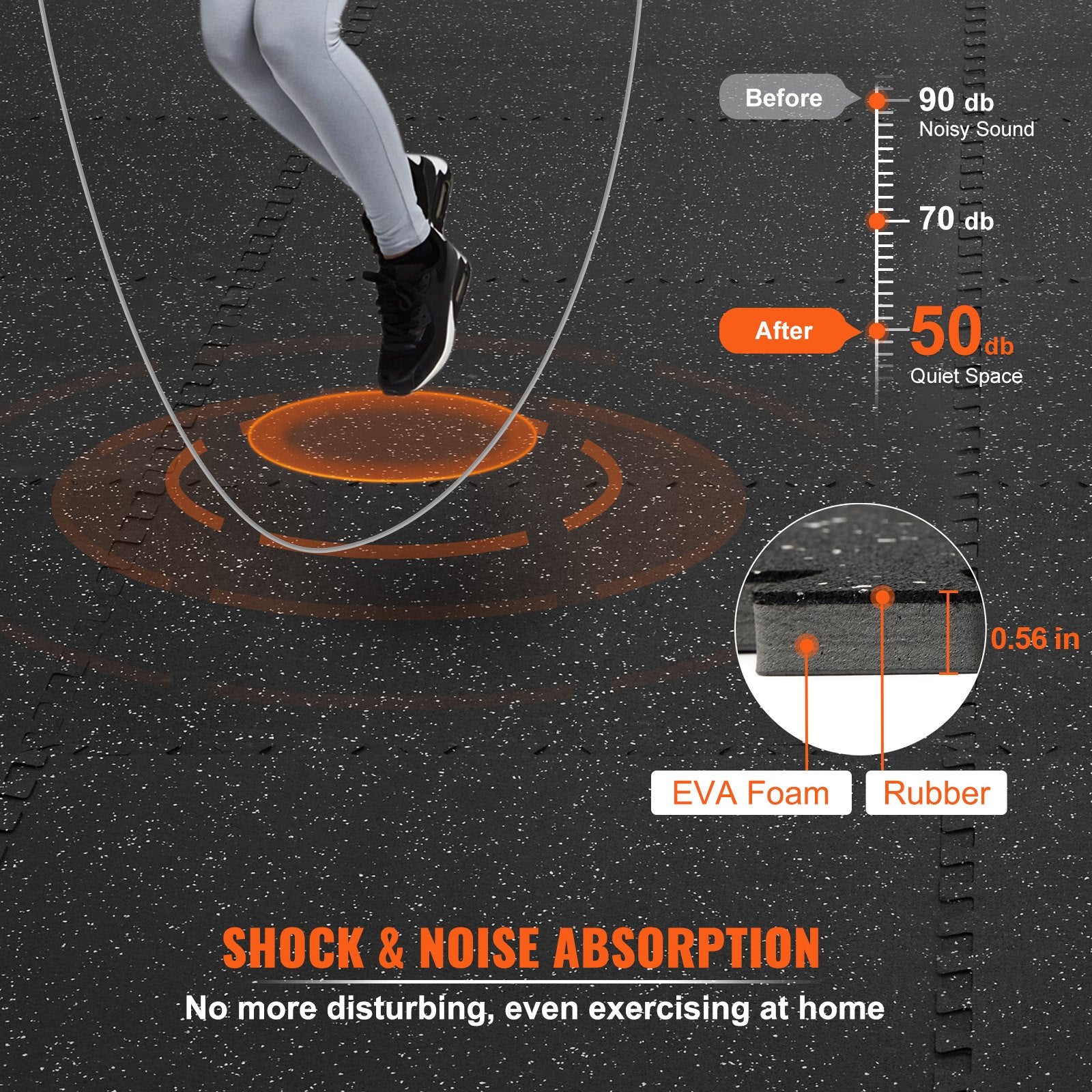 12 PCS 14 mm Thick Gym Floor Mats, 24