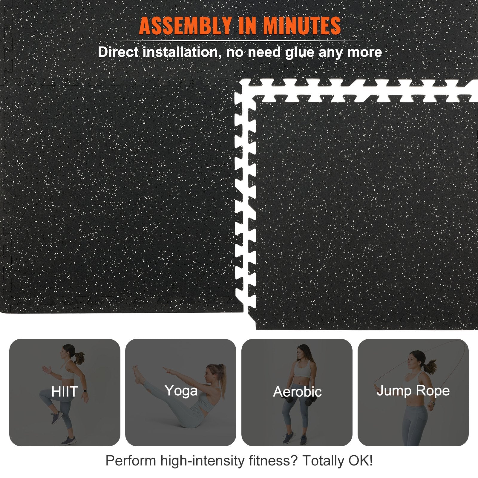 6 PCS 1/2 inch Thick Gym Floor Mats, 24