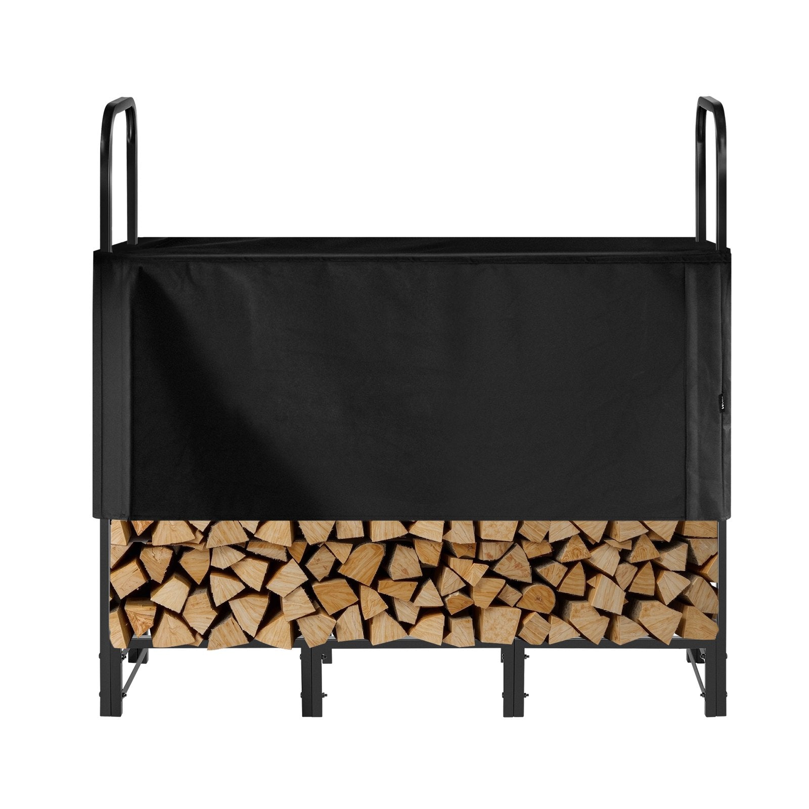 Firewood Rack with Waterproof Cover, 1.22m Outdoor Firewood Holder, 1/4 Cord Storage Metal Log Holder, 400lb Max Weight Capacity, Top Covered, Powder-Coated Wood Storage Rack for Fireplace Deck