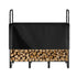 Firewood Rack with Waterproof Cover, 1.22m Outdoor Firewood Holder, 1/4 Cord Storage Metal Log Holder, 400lb Max Weight Capacity, Top Covered, Powder-Coated Wood Storage Rack for Fireplace Deck