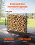 Firewood Rack with Waterproof Cover, 1.22m Outdoor Firewood Holder, 1/4 Cord Storage Metal Log Holder, 400lb Max Weight Capacity, Top Covered, Powder-Coated Wood Storage Rack for Fireplace Deck
