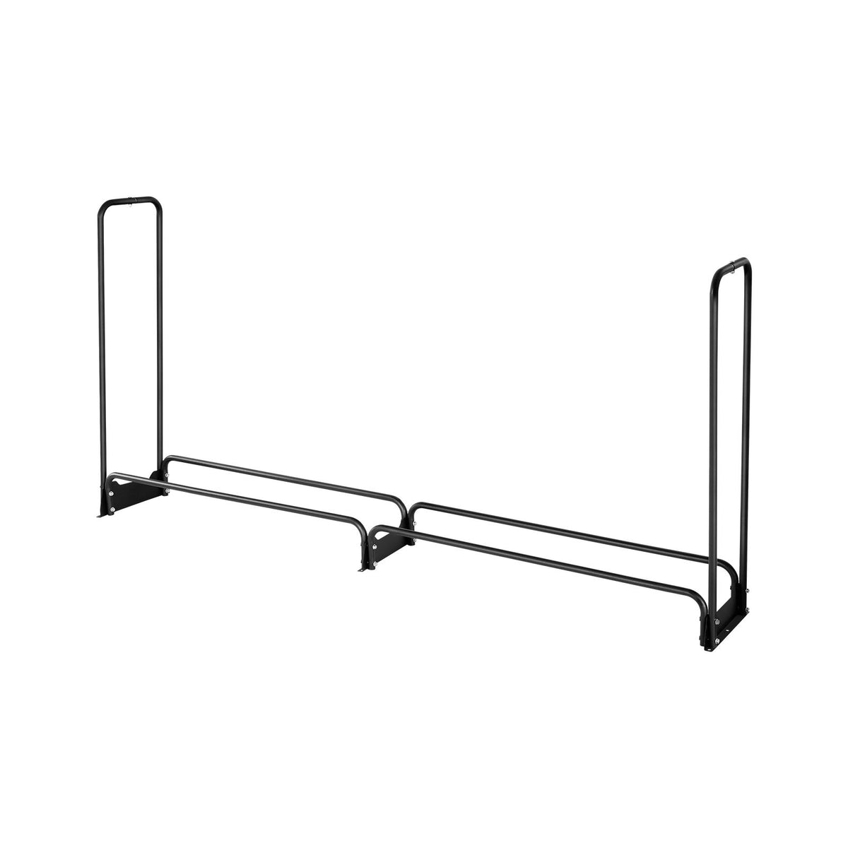 Firewood Rack with Waterproof Cover, 2.57m Outdoor Firewood Holder, 1/2 Cord Storage Metal Log Holder, 299kg Max Weight Capacity, Top Covered, Powder-Coated Wood Storage Rack for Fireplace Deck