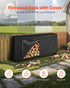 Firewood Rack with Waterproof Cover, 2.57m Outdoor Firewood Holder, 1/2 Cord Storage Metal Log Holder, 299kg Max Weight Capacity, Top Covered, Powder-Coated Wood Storage Rack for Fireplace Deck