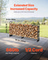 Firewood Rack with Waterproof Cover, 2.57m Outdoor Firewood Holder, 1/2 Cord Storage Metal Log Holder, 299kg Max Weight Capacity, Top Covered, Powder-Coated Wood Storage Rack for Fireplace Deck