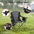 Heavy Duty Folding Camping Chair Padded Cooler Cup Holder 350lb Black