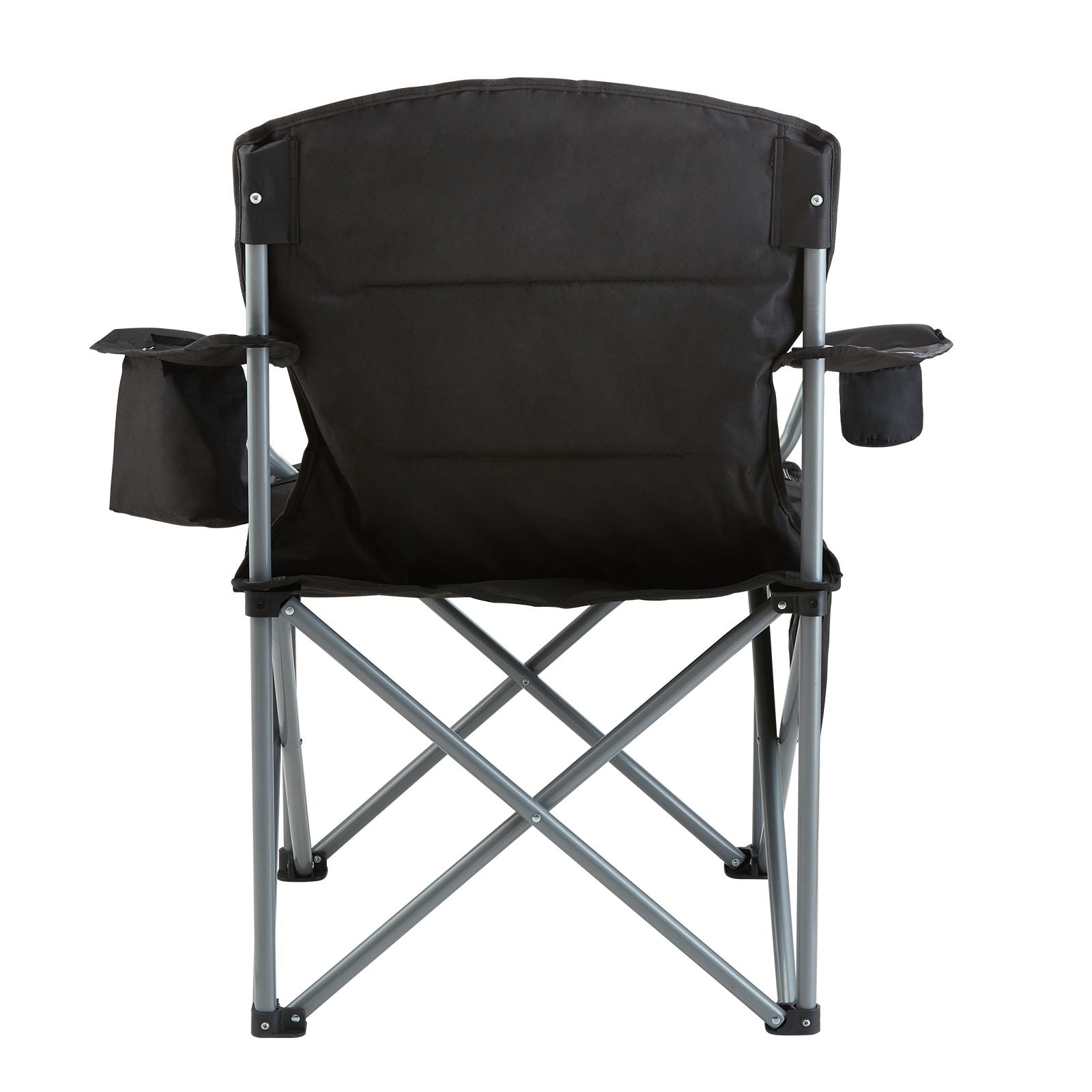 Heavy Duty Folding Camping Chair Padded Cooler Cup Holder 350lb Black