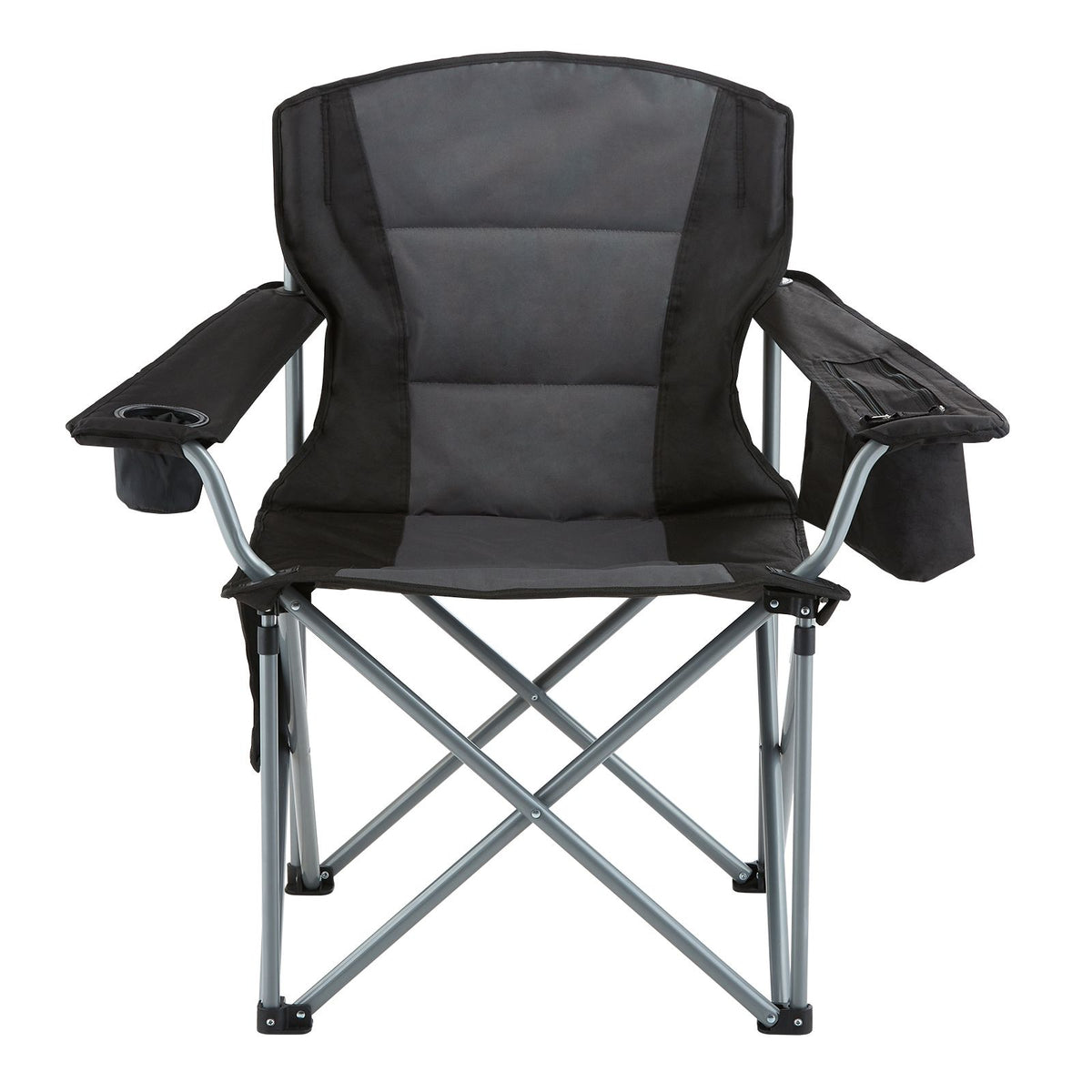 Heavy Duty Folding Camping Chair Padded Cooler Cup Holder 350lb Black