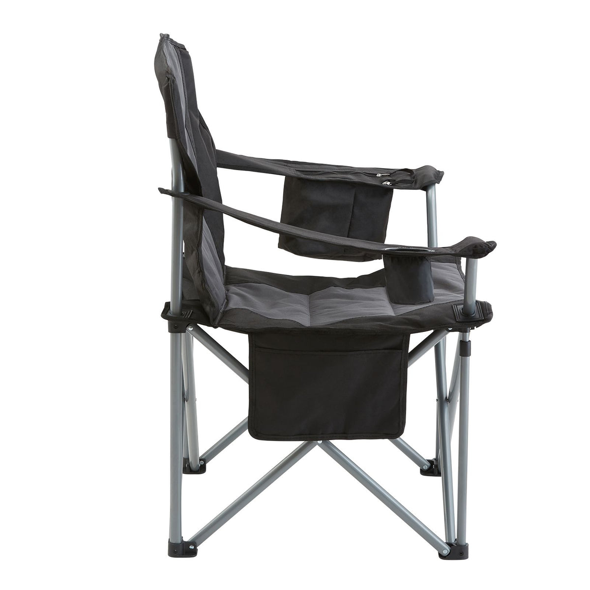 Heavy Duty Folding Camping Chair Padded Cooler Cup Holder 350lb Black