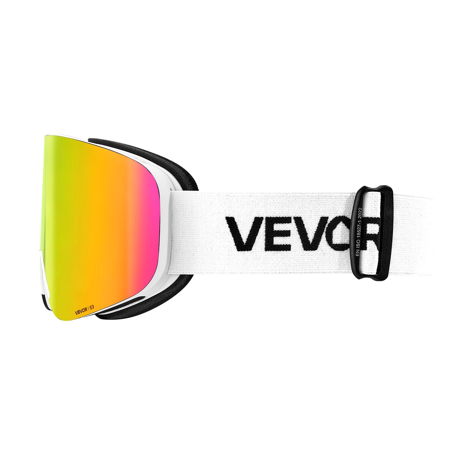 Frameless Ski Goggles, Magnet Cylindrical Lens with Pink Revo Coating, OTG Anti fog Snow Goggles for Men Women Youth, TPU Frame & Ventilation Structure, Fit for Skiing, Skating, Snowboarding