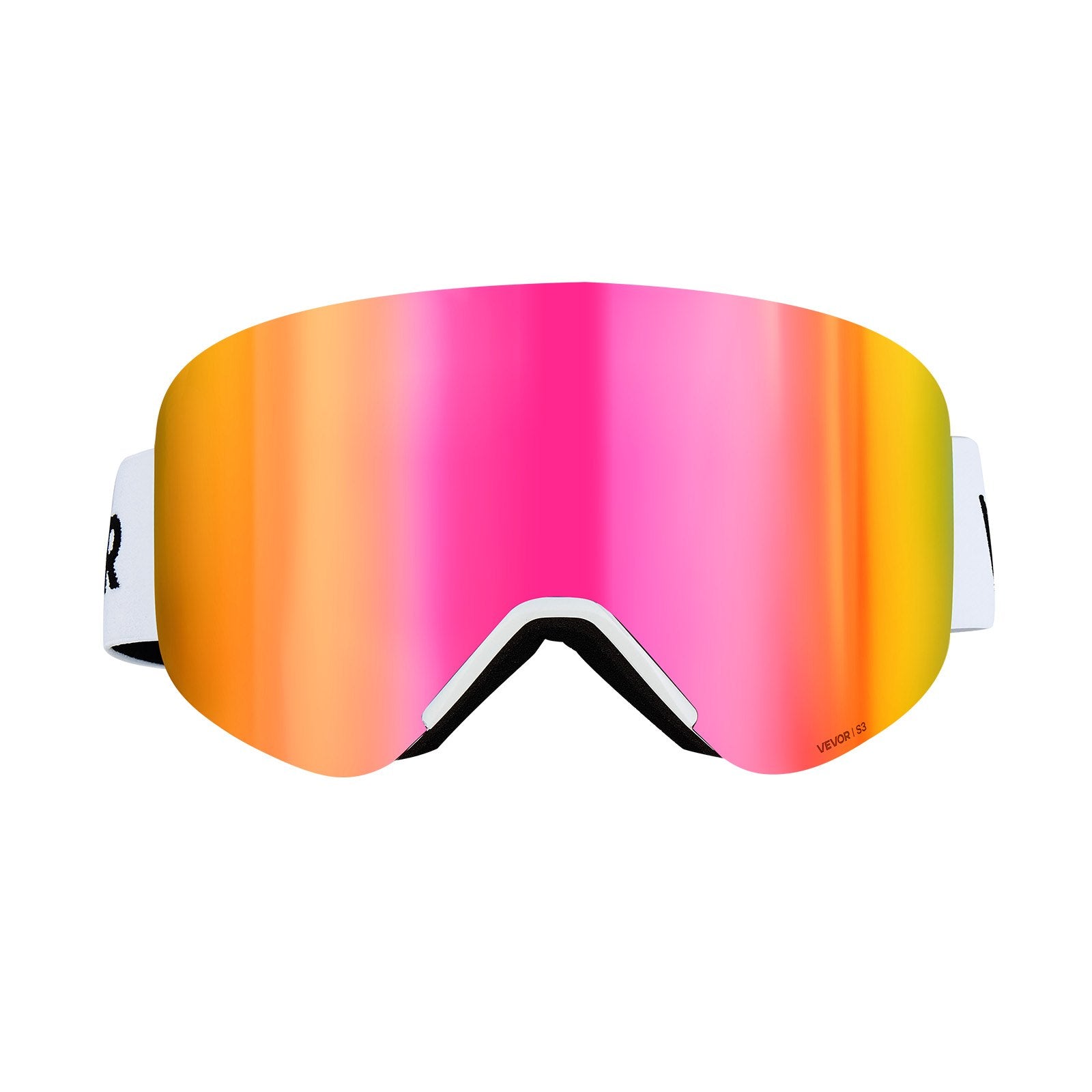 Frameless Ski Goggles, Magnet Cylindrical Lens with Pink Revo Coating, OTG Anti fog Snow Goggles for Men Women Youth, TPU Frame & Ventilation Structure, Fit for Skiing, Skating, Snowboarding