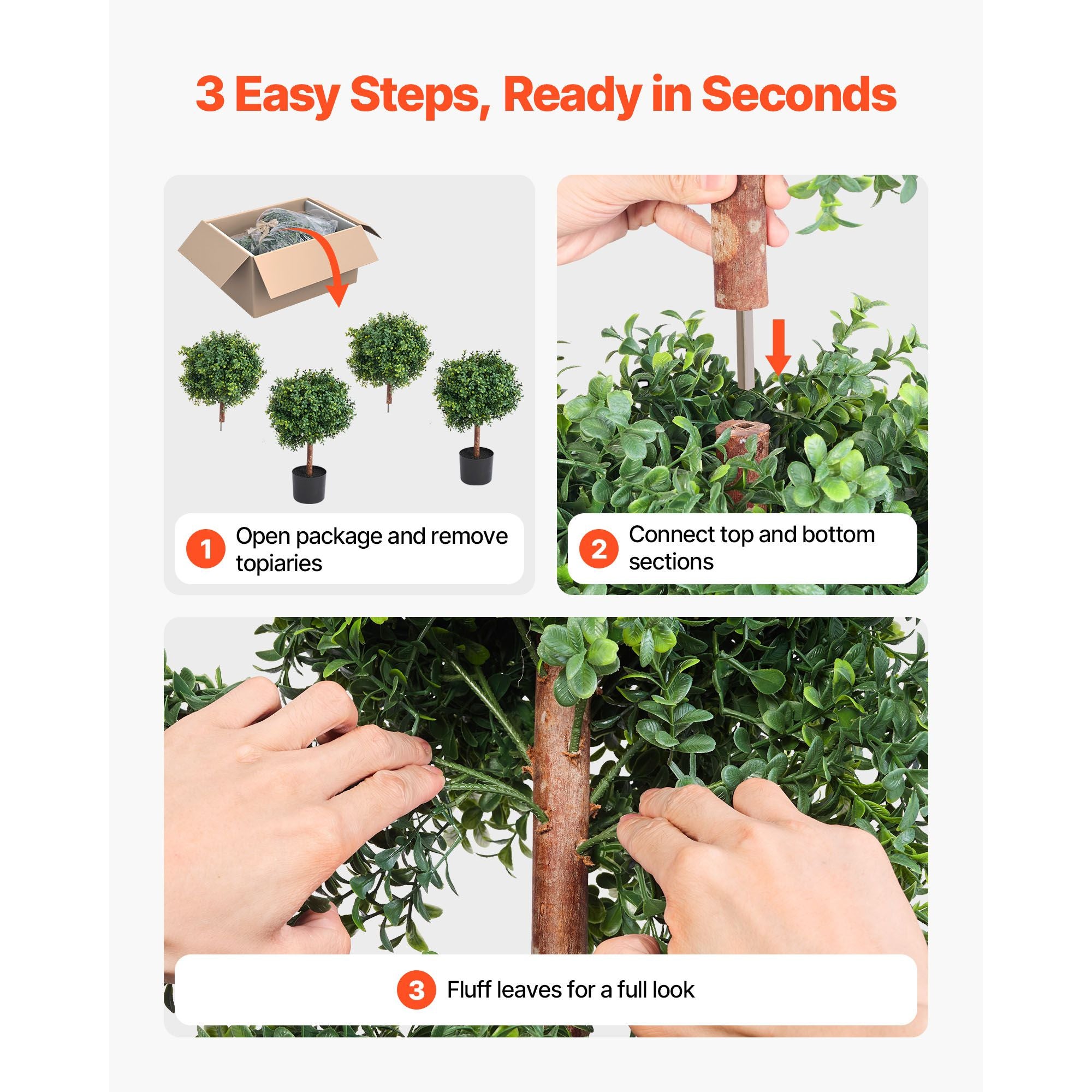 Artificial Double Ball Topiary Tree 36" Faux Boxwood Plant 2 Pack Decor