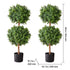 Artificial Double Ball Topiary Tree 36" Faux Boxwood Plant 2 Pack Decor