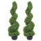 2 Pack Artificial Spiral Topiary Trees 3FT Faux Boxwood Plants with Pots
