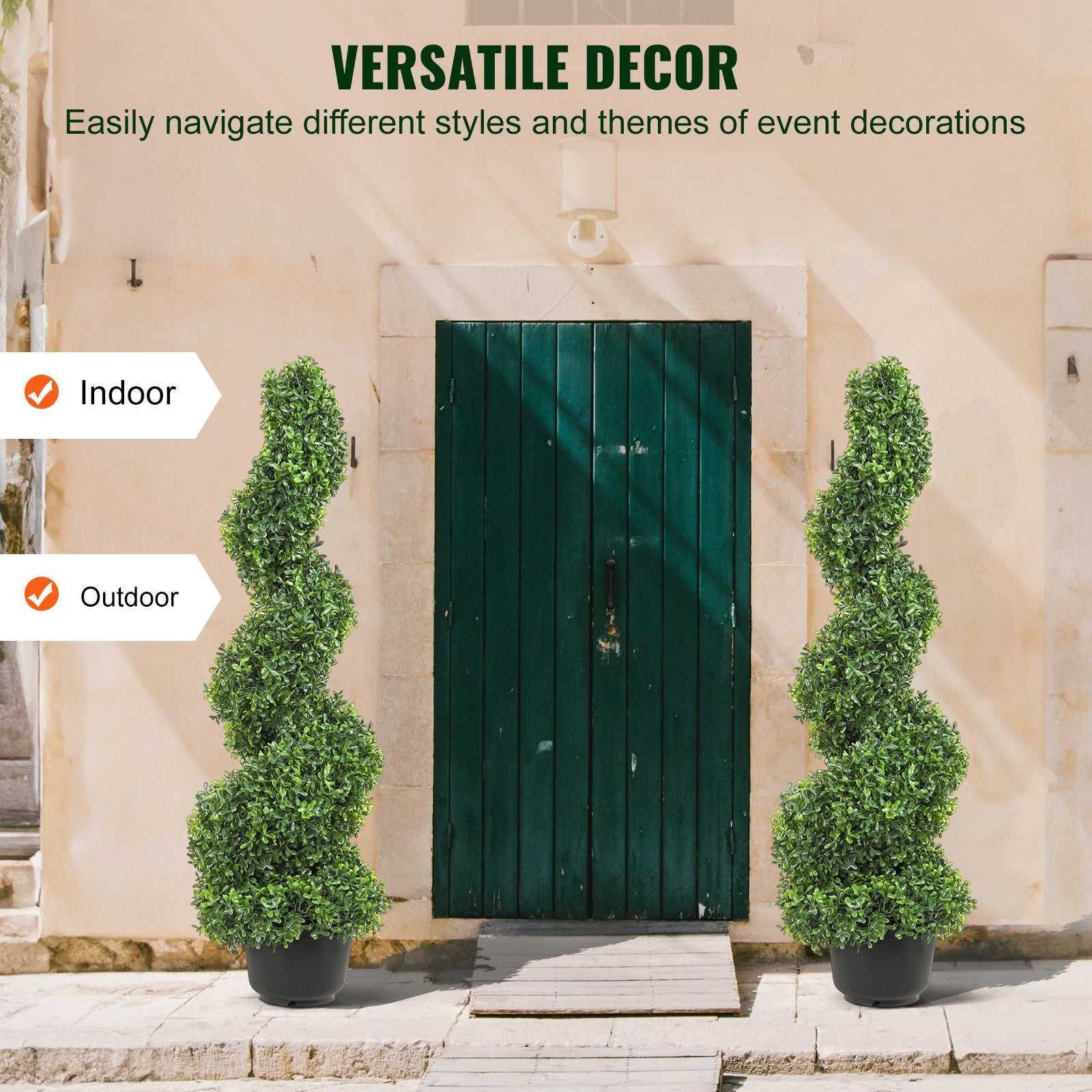 2 Pack Artificial Spiral Topiary Trees 3FT Faux Boxwood Plants with Pots