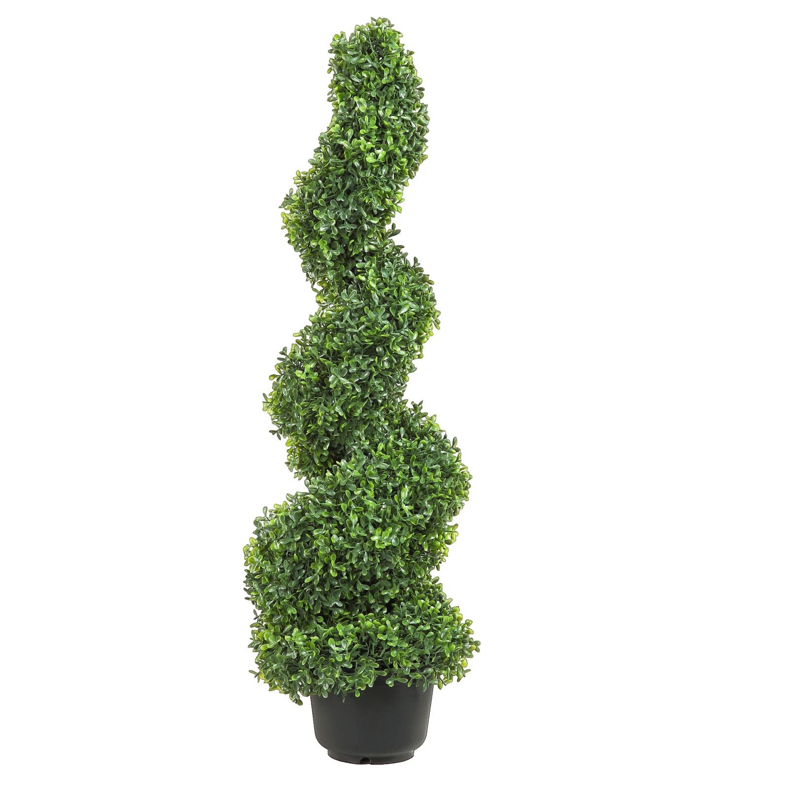 2 Pack Artificial Spiral Topiary Trees 3FT Faux Boxwood Plants with Pots