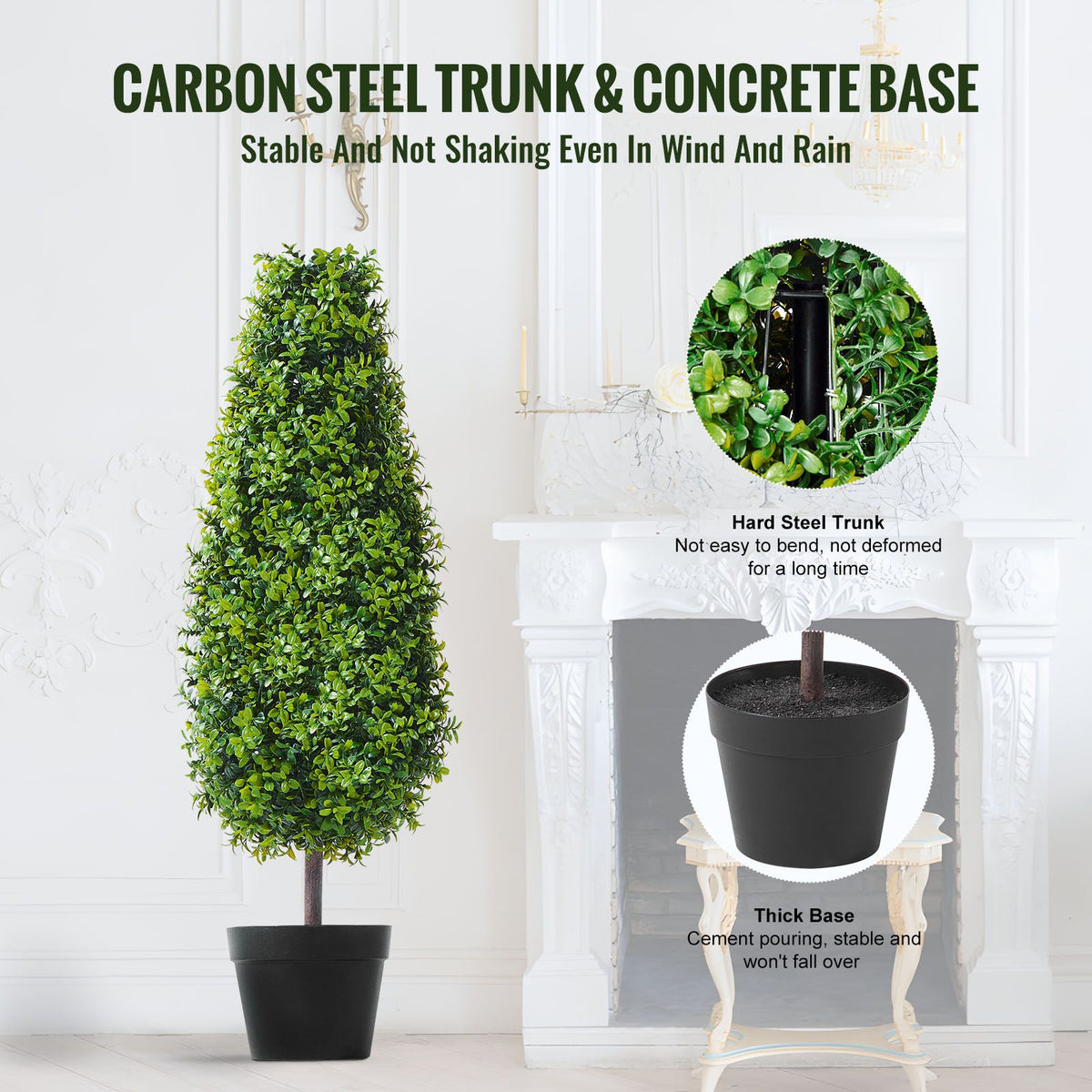 2 Pack 91.4cm Artificial Boxwood Topiary Tree Faux Plant UV Decor In/Outdoor