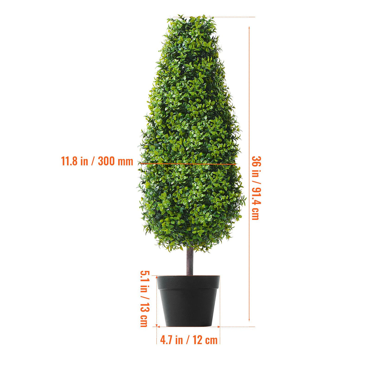 2 Pack 91.4cm Artificial Boxwood Topiary Tree Faux Plant UV Decor In/Outdoor