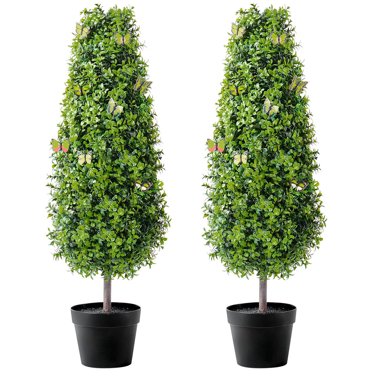 2 Pack 91.4cm Artificial Boxwood Topiary Tree Faux Plant UV Decor In/Outdoor