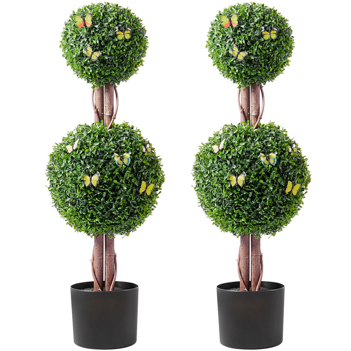 2 Pack 91.4cm Artificial Boxwood Topiary Tree Faux Plant UV Decor In/Outdoor