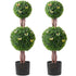 2 Pack 91.4cm Artificial Boxwood Topiary Tree Faux Plant UV Decor In/Outdoor