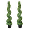 2 Pack 4FT Artificial Spiral Topiary Trees Faux Boxwood Plants with Pots