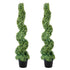 2 Pack 4FT Artificial Spiral Topiary Trees Faux Boxwood Plants with Pots