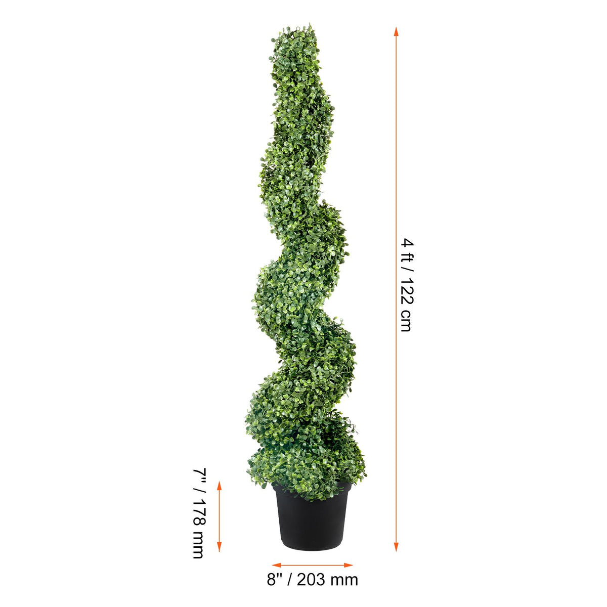 2 Pack 4FT Artificial Spiral Topiary Trees Faux Boxwood Plants with Pots