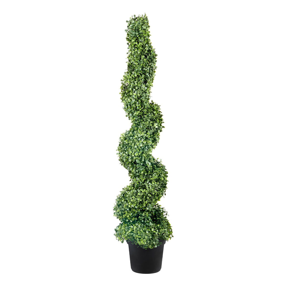 2 Pack 4FT Artificial Spiral Topiary Trees Faux Boxwood Plants with Pots