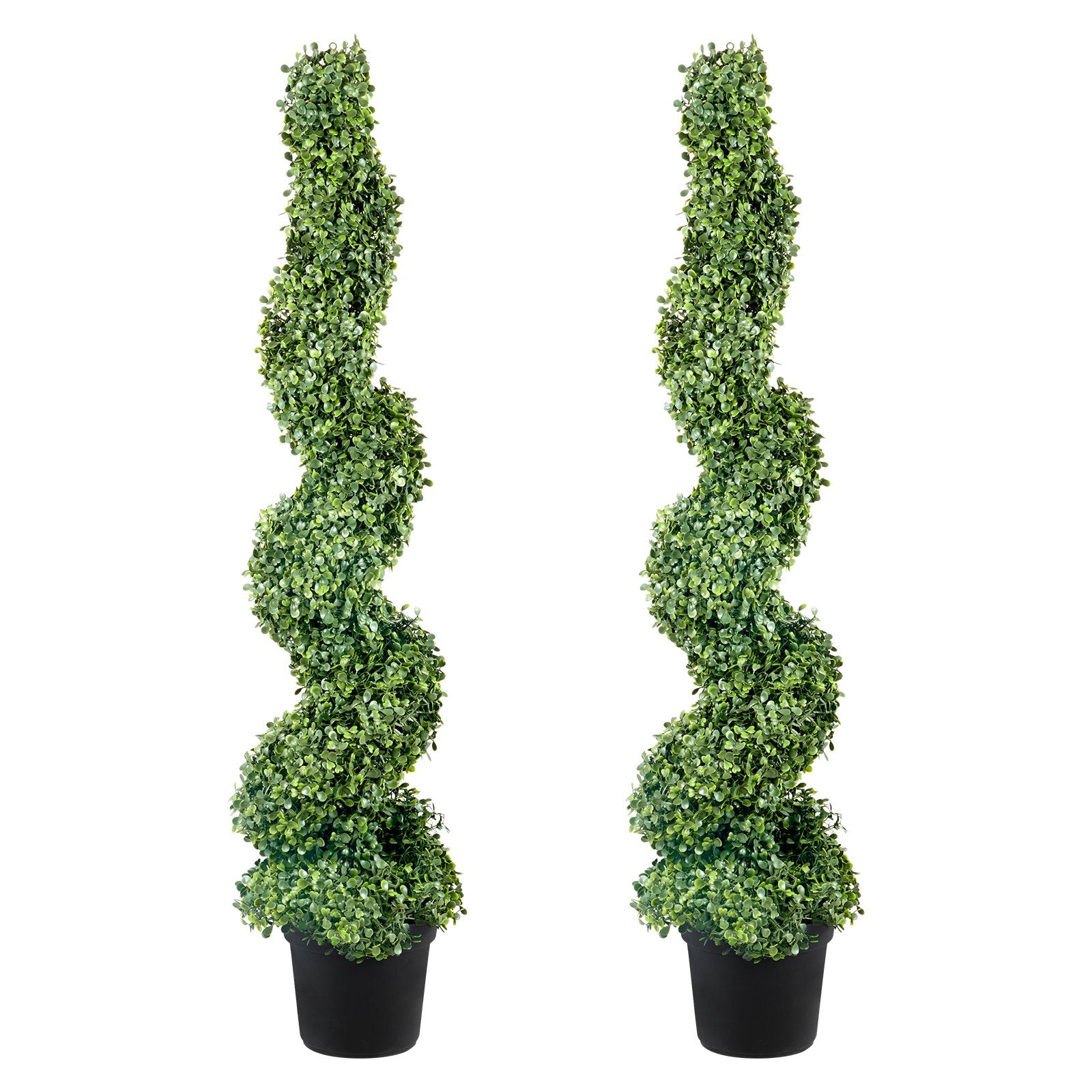 Artificial Topiaries Boxwood Trees, 10cm Tall (2 Pieces) Faux Topiary Plant Outdoor, All-year Green Feaux Plant w/ Replaceable Leaves for Decorative Indoor/Outdoor/Garden