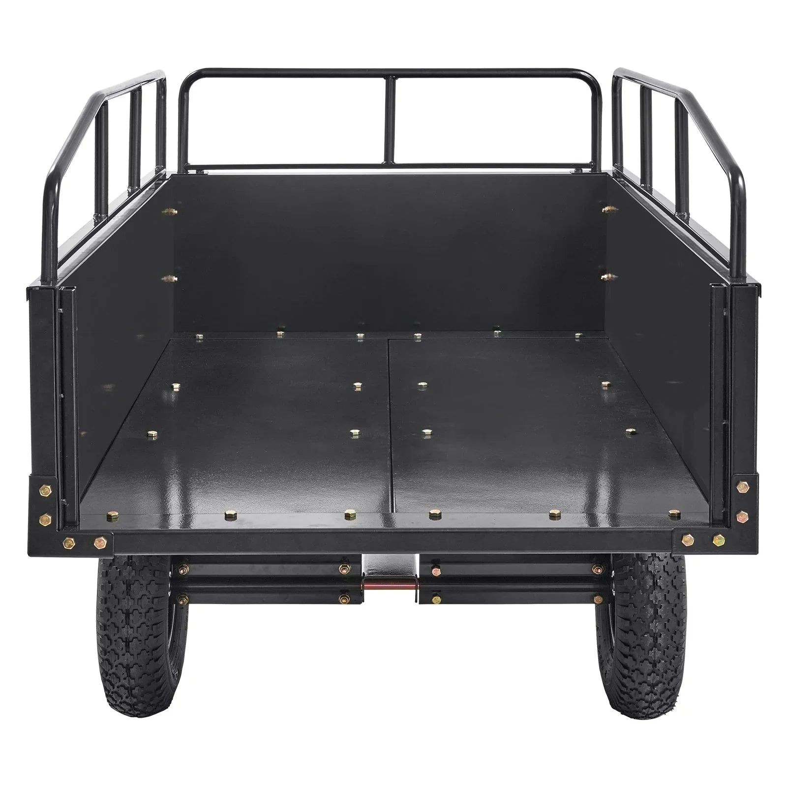 Heavy Duty ATV Trailer Steel Dump Cart, 750-Pound 15 Cubic Feet, Garden Utility Trailer with Removable Sides for Riding Lawn Mower Tractor