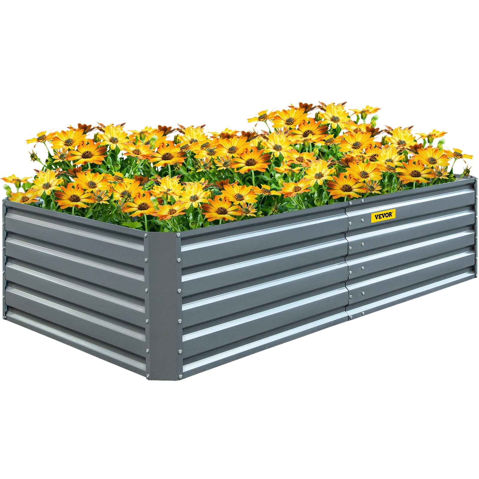 Galvanized Raised Garden Bed, 203 x 102 x 48 cm Metal Planter Box, Gray Steel Plant Raised Garden Bed Kit, Planter Boxes Outdoor for Growing Vegetables,Flowers,Fruits,Herbs,and Succulents