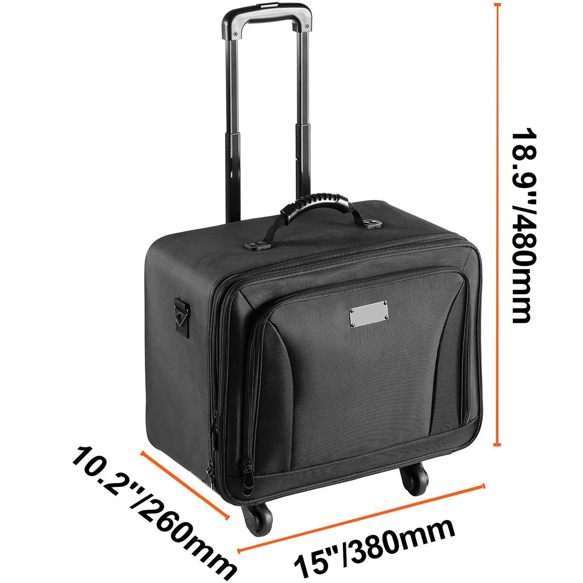 Rolling Makeup Train Case 3 Tier Cosmetic Storage Organizer with Wheels Black