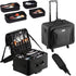 Rolling Makeup Train Case 3 Tier Cosmetic Storage Organizer with Wheels Black