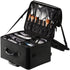 Rolling Makeup Train Case 3 Tier Cosmetic Storage Organizer with Wheels Black