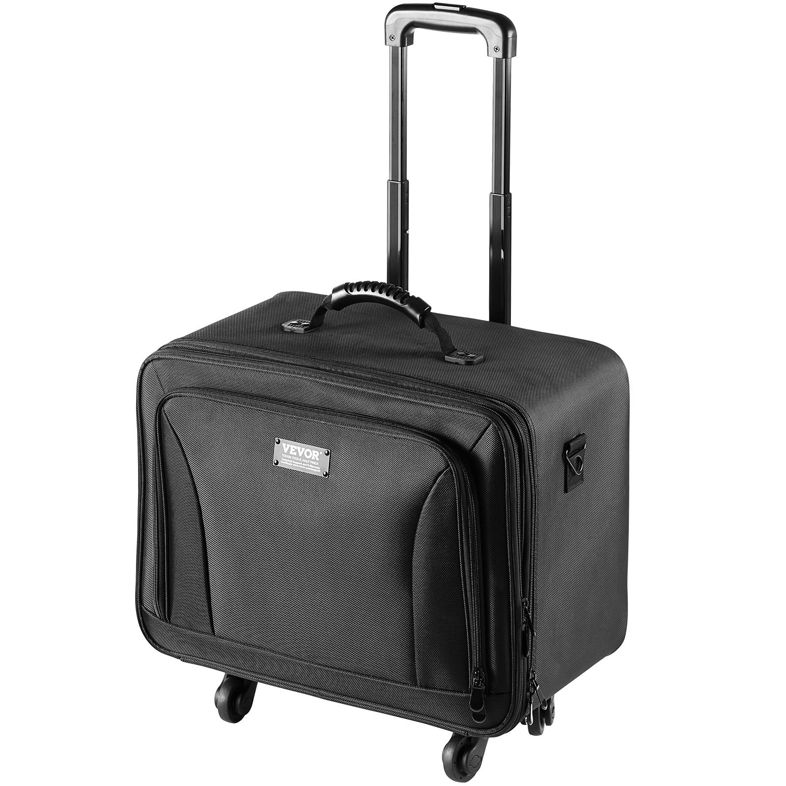 Rolling Makeup Train Case Large Storage 3 Tiers, Convenient Carry With Handle, Wheels, Strap, Professional Makeup Storage Organizer Box Make Up Carrier Waterproof Oxford, Black