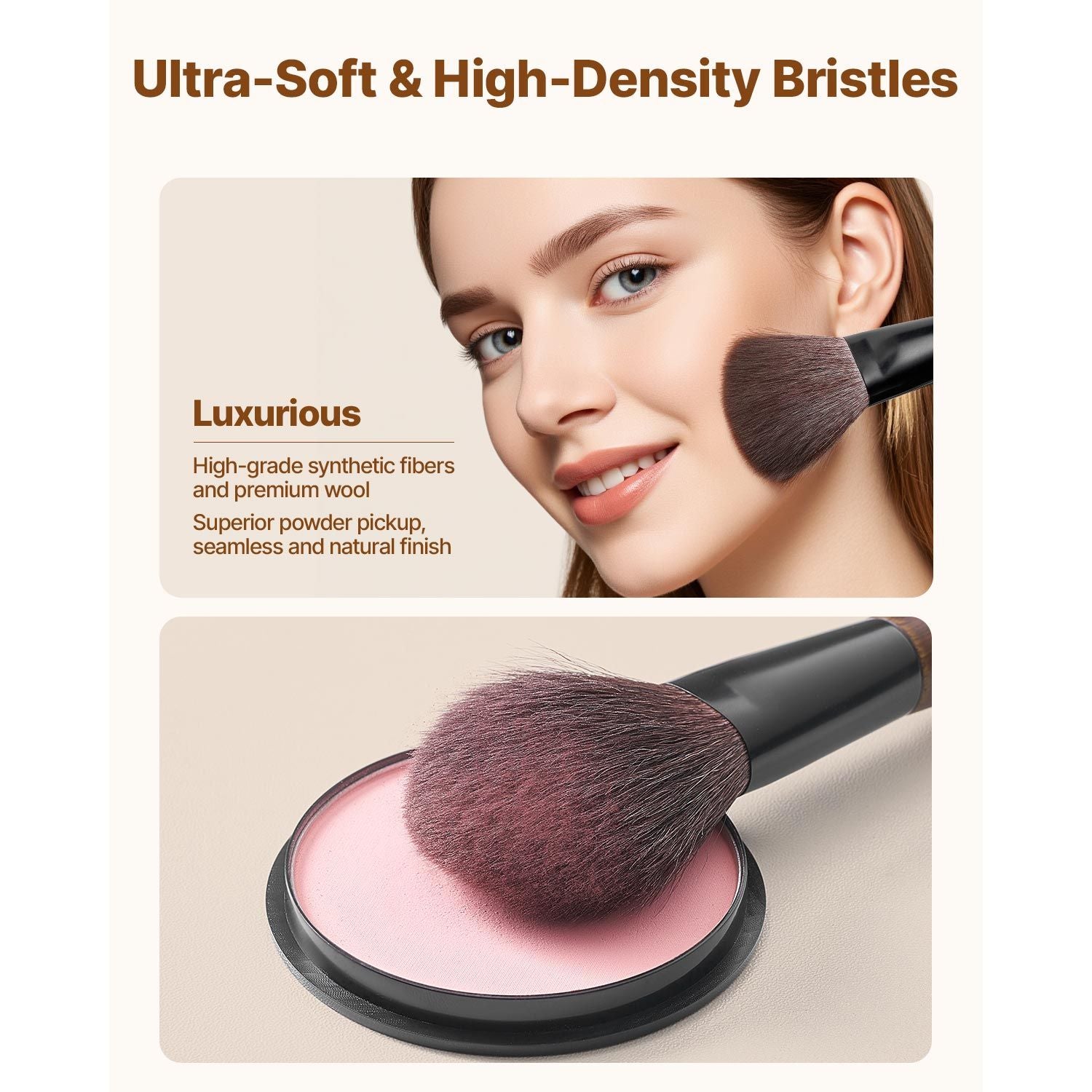 9PCS Makeup Brush Set Foundation Eyeshadow Blending Kit with Travel Bag