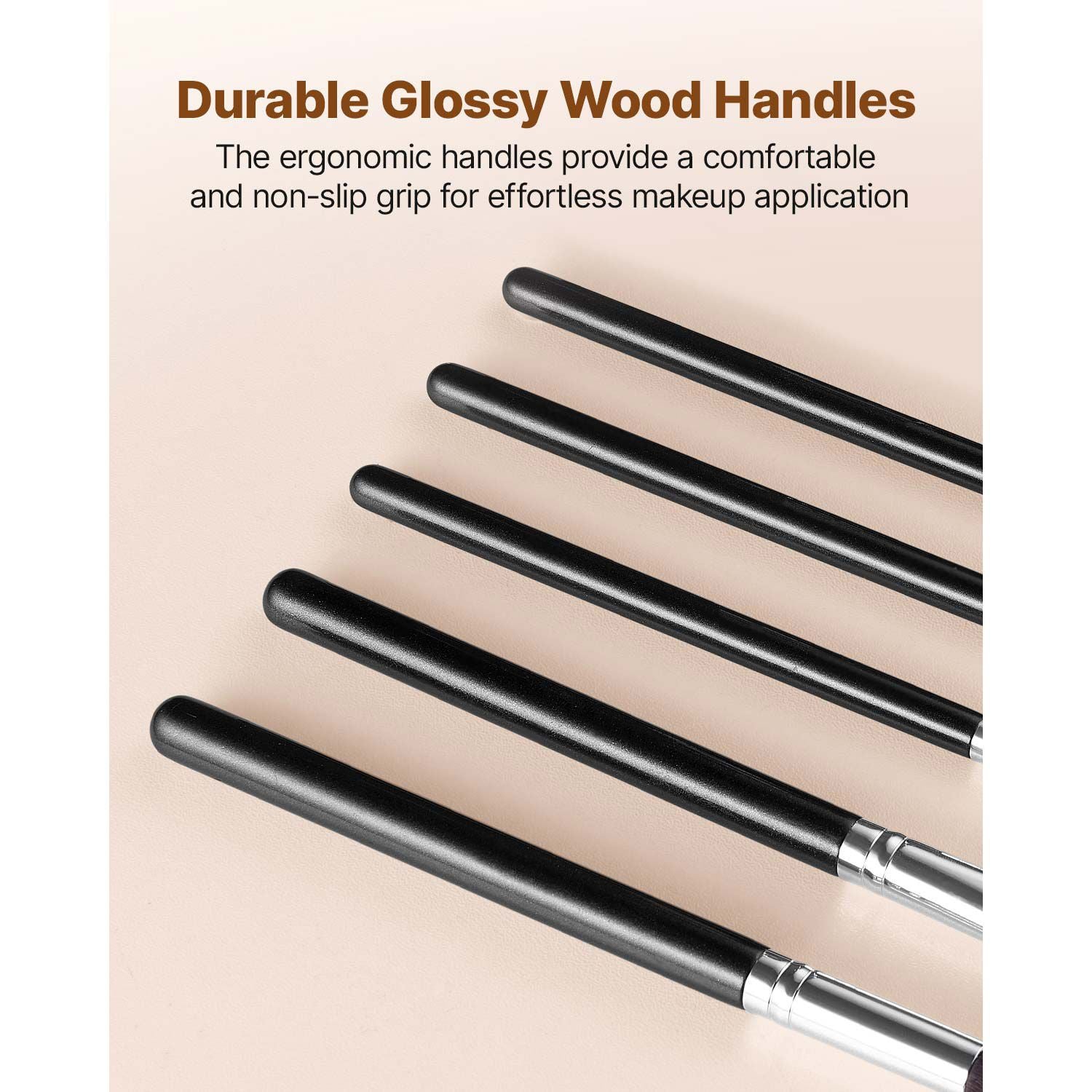 34 Piece Professional Makeup Brush Set with Travel Case & Wooden Handles