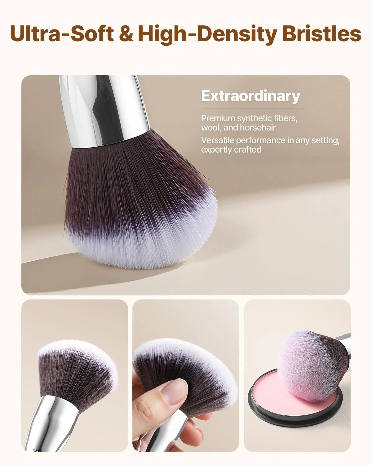 34-Piece Makeup Brush Set, Professional Brushes Kit for Foundation Blending Eyeshadow Concealer Blush - with Soft Bristles, Ergonomic Wood Handle, Travel-Friendly Case Included