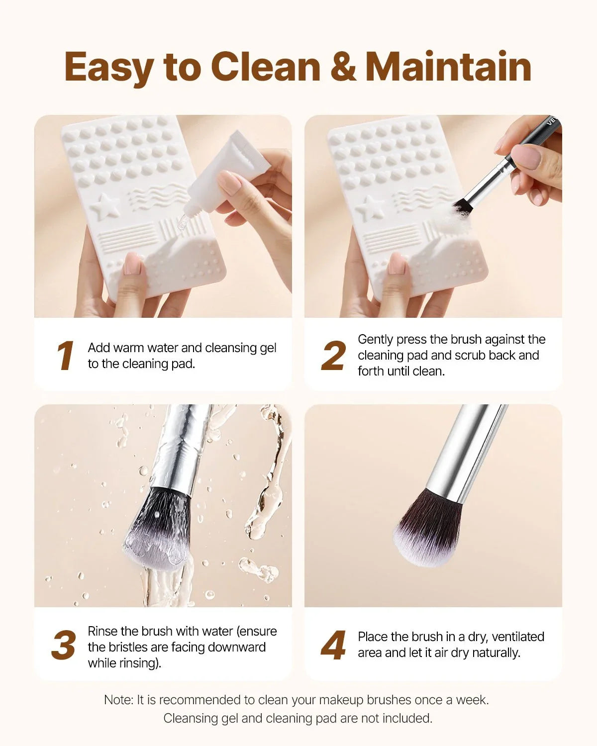 34-Piece Makeup Brush Set, Professional Brushes Kit for Foundation Blending Eyeshadow Concealer Blush - with Soft Bristles, Ergonomic Wood Handle, Travel-Friendly Case Included