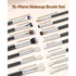 15PCS Makeup Brush Set Vegan Synthetic Foundation Eyeshadow Travel Kit