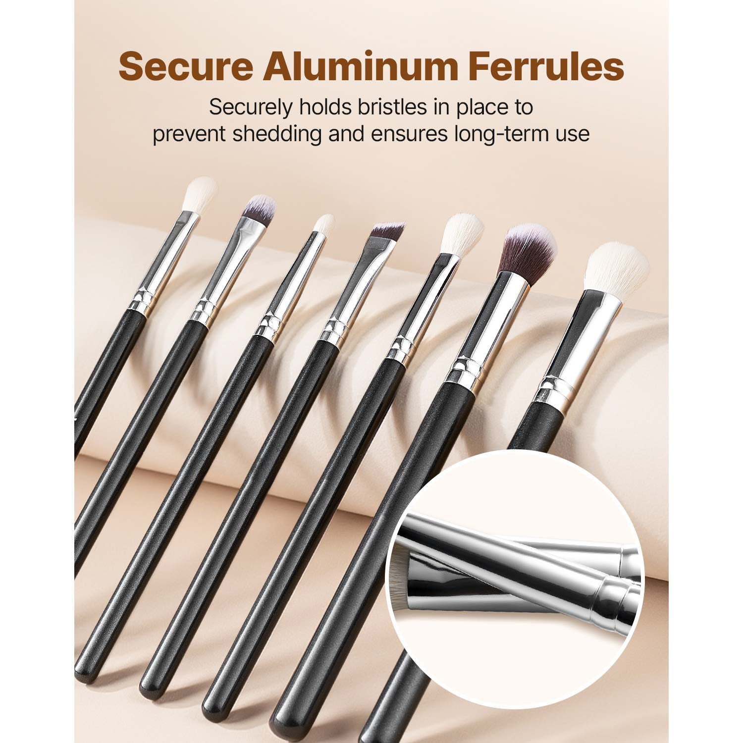 15PCS Makeup Brush Set Vegan Synthetic Foundation Eyeshadow Travel Kit