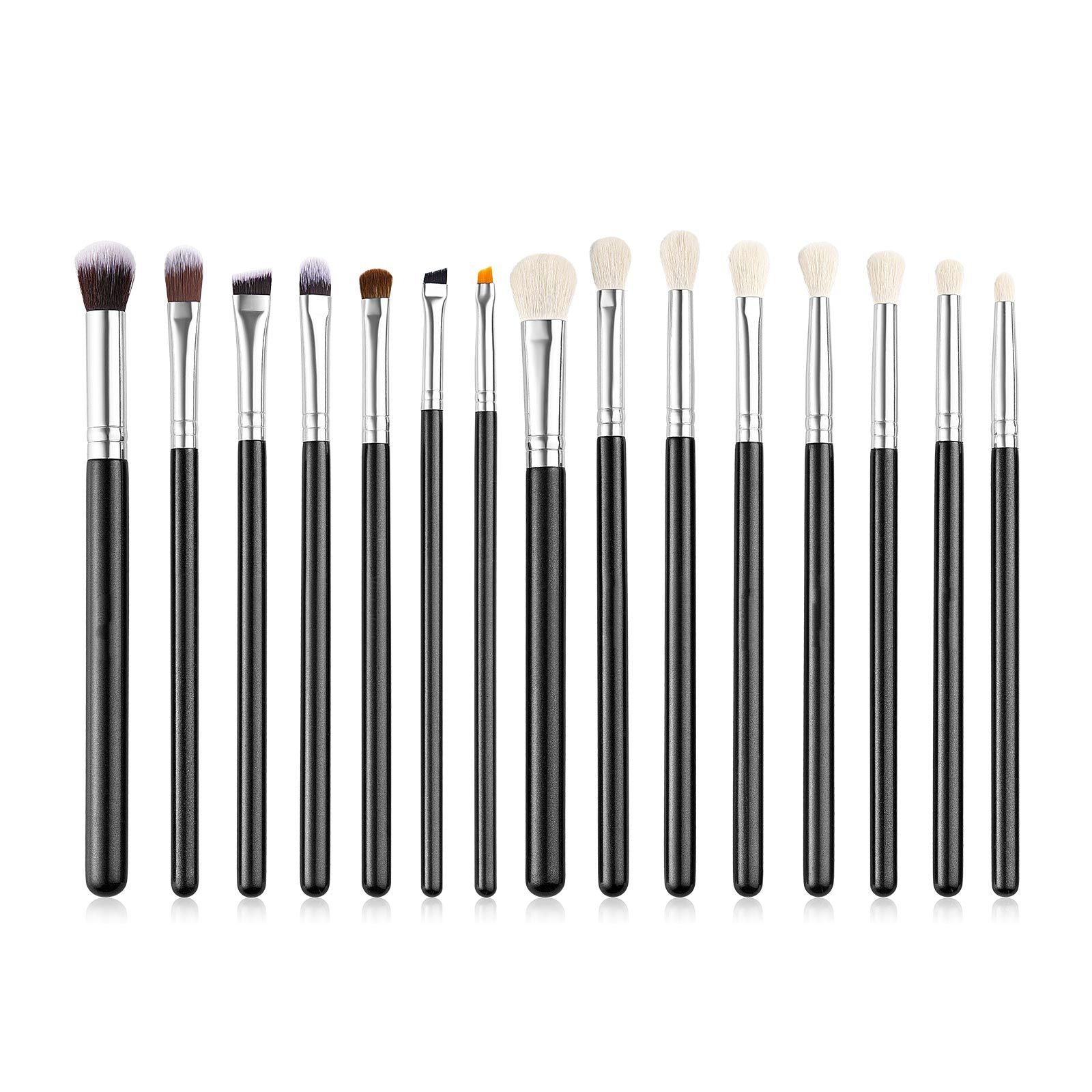 15PCS Makeup Brush Set Vegan Synthetic Foundation Eyeshadow Travel Kit