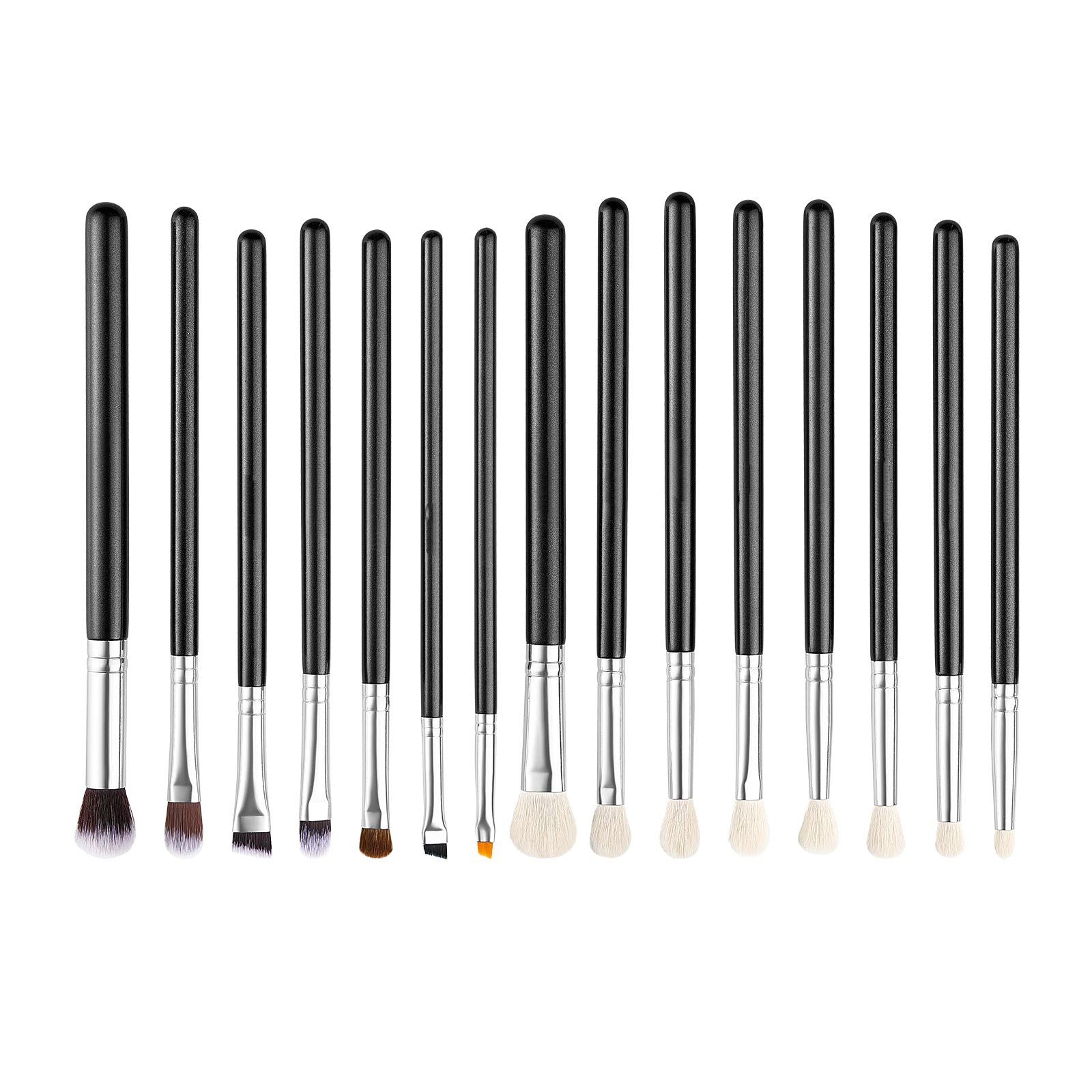 15PCS Makeup Brush Set Vegan Synthetic Foundation Eyeshadow Travel Kit