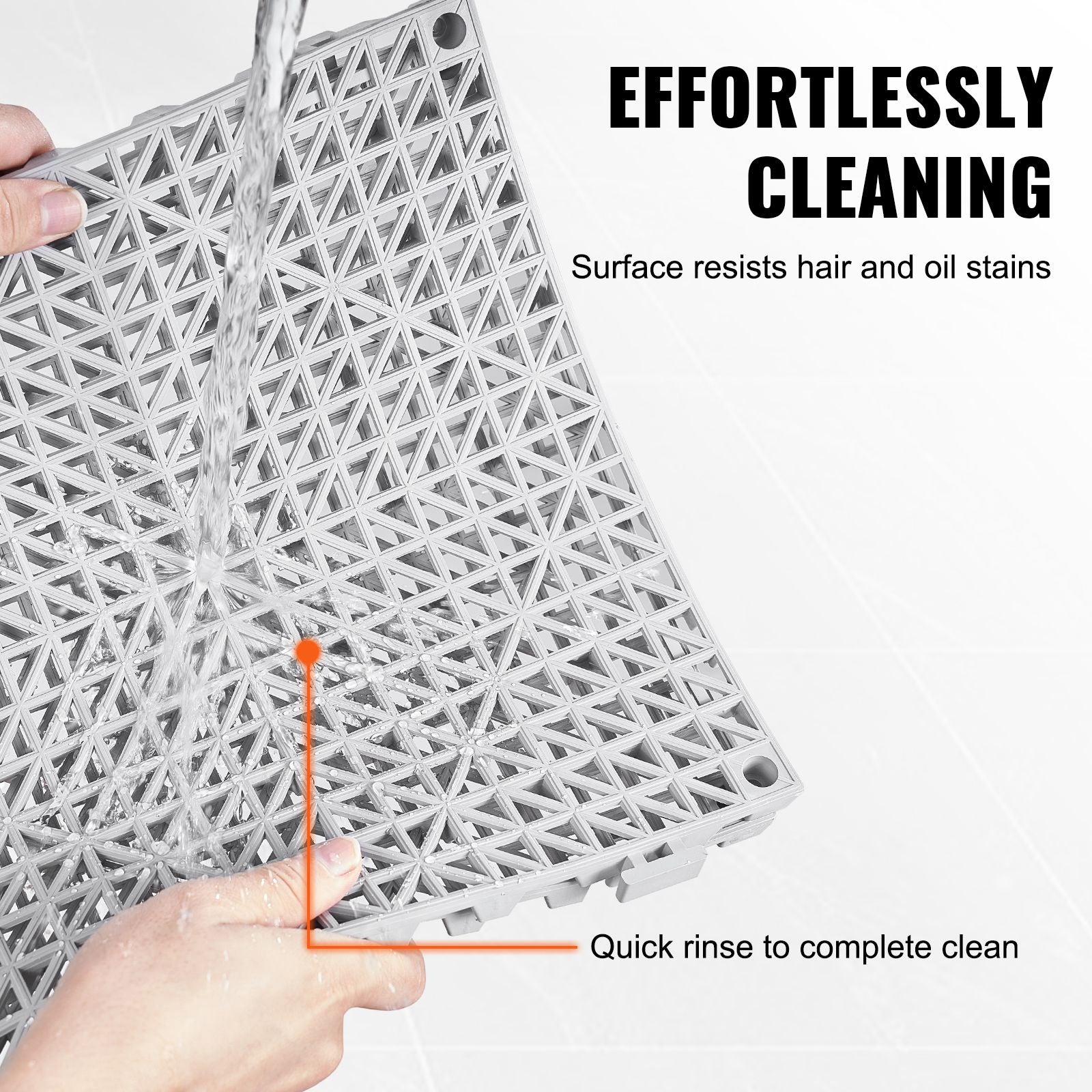 Modular Interlocking Cushion, 50 Pack 30 x 30 cm Splicing Drainage Mats, Soft PVC Interlocking Drainage Floor Tiles, Non-Slip Drainage Holes for Restroom, Bathroom, Kitchen, Pool, Wet Area, Gray