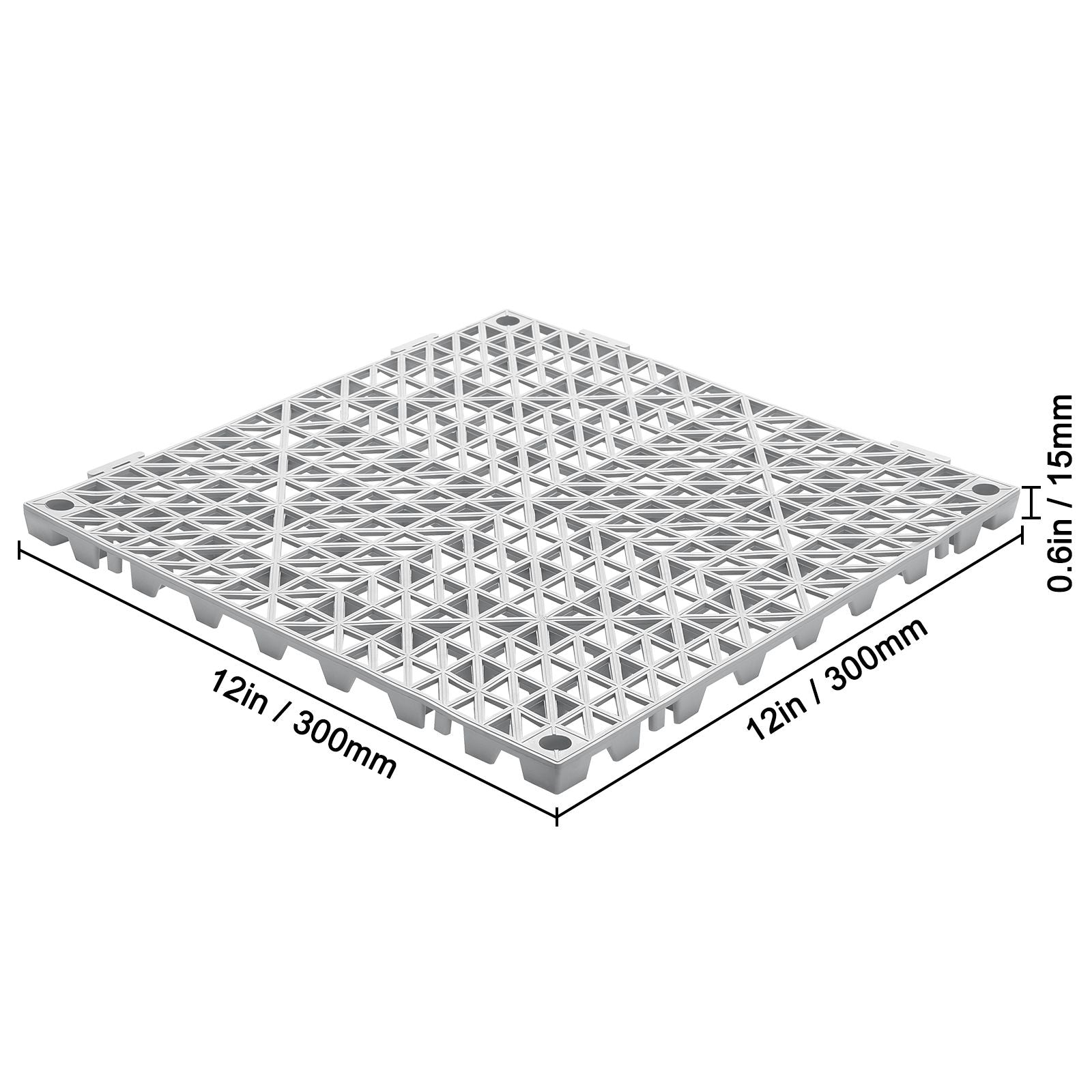 Modular Interlocking Cushion, 50 Pack 30 x 30 cm Splicing Drainage Mats, Soft PVC Interlocking Drainage Floor Tiles, Non-Slip Drainage Holes for Restroom, Bathroom, Kitchen, Pool, Wet Area, Gray